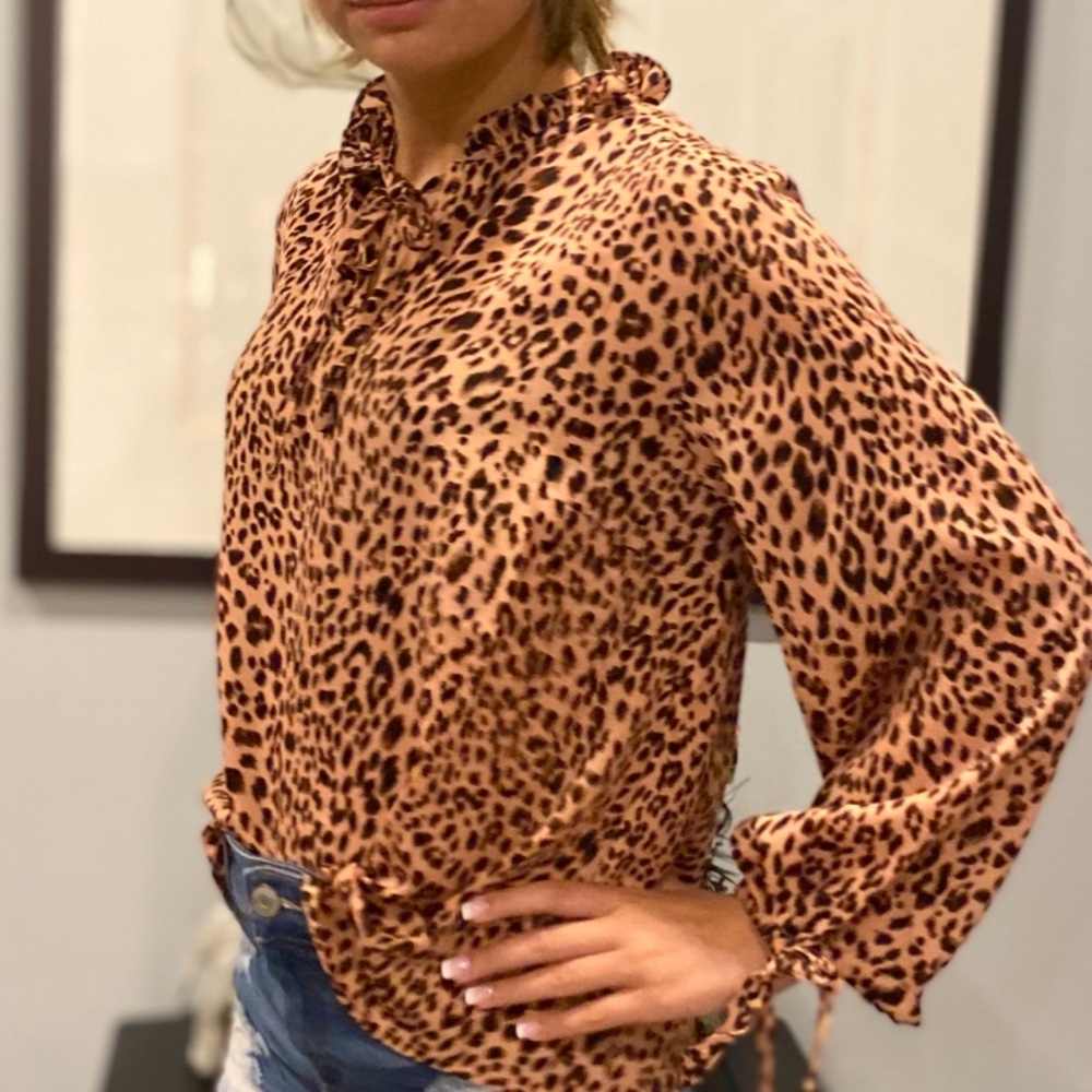 🌾SILKY RUFFLE MOCK NECK BUBBLE SLEEVE TOP